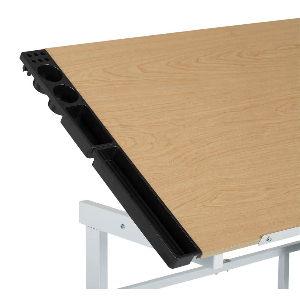Deluxe White Maple 40'' Craft Station with Adjustable Top & Storage