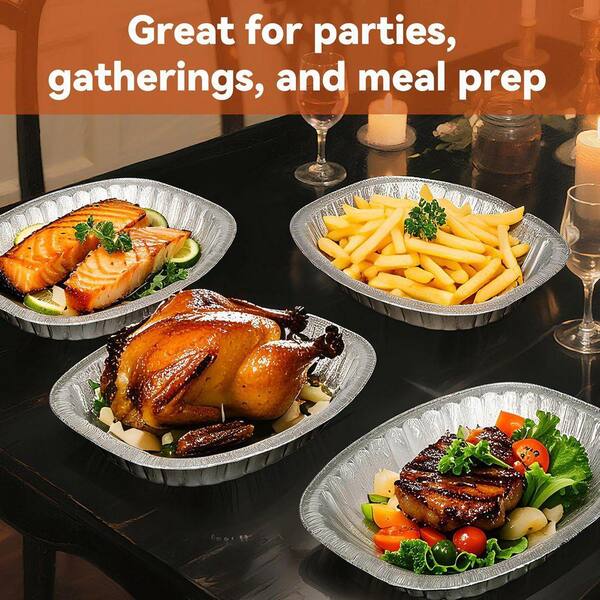 UUDULY 20-Piece Extra Large Disposable Aluminum Foil Oval Roasting