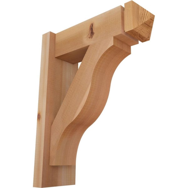 Ekena Millwork 6 in. x 20 in. x 16 in. Western Red Cedar Fuston Arts and Crafts Smooth Outlooker