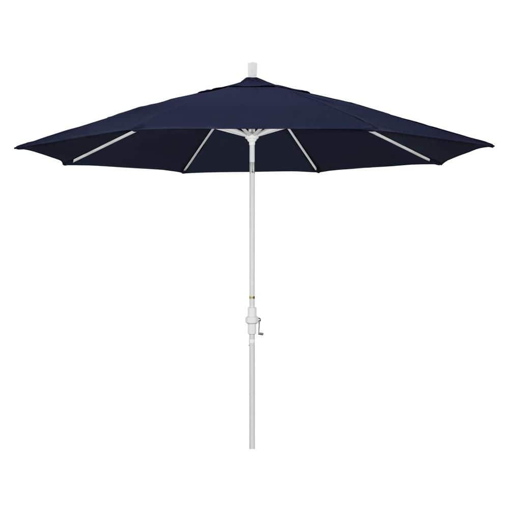11 ft. Matted White Aluminum Market Patio Umbrella with Aluminum Ribs Collar Tilt Crank Lift in Navy Blue Pacifica price history on PriceWatchPro