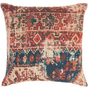 Nicole Curtis Red Abstract Removable Cover 20 in. x 20 in. Throw Pillow