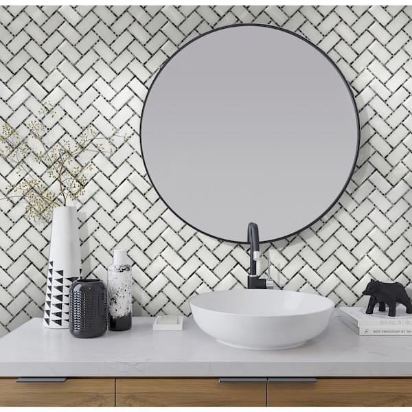 Athens Gray 9.8 x 10.8 Polished Thassos White Bardiglio Nuvolato Marble Tile (3.68 sq. ft./case) 5-Pack