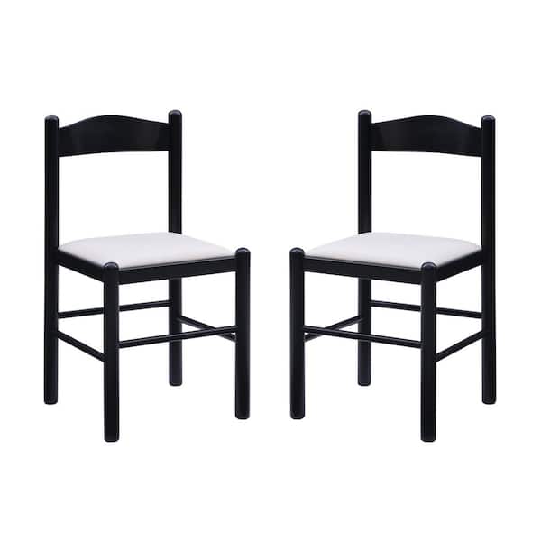 Linon Home Decor Stuhr Black Solid Wood Classis Back Side Chair with Padded Upholstered Seat (Set of 2)