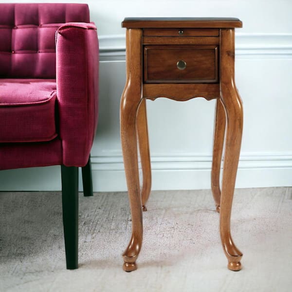 HomeRoots 11.5 in. Brown Rectangle MDF End Table