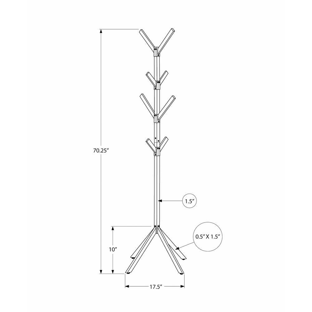 Black Metal 70" Modern Industrial Coat Rack with 8 Hooks