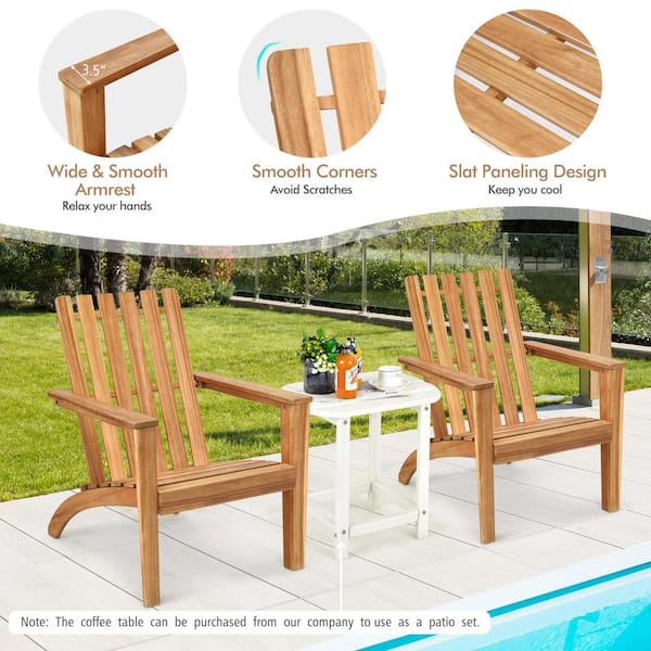 Natural Outdoor Acacia Wood Adirondack Chair Patio Lounge