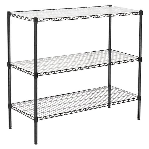 Queenly 2-Piece 3-Tier Steel Storage Shelving in Black (47 in. W x 17 in. D x 94 in. H)