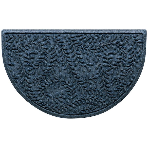 Waterhog Boxwood Navy 24 in. x 39 in. Half Round PET Polyester Indoor Outdoor Doormat