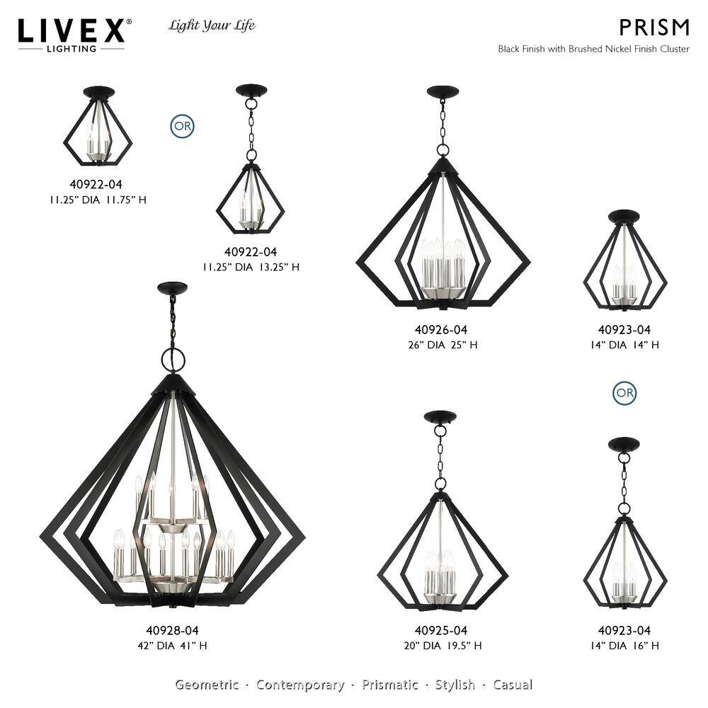 Prism 3-Light Black Brushed Nickel Mini Chandelier for Indoor/Outdoor