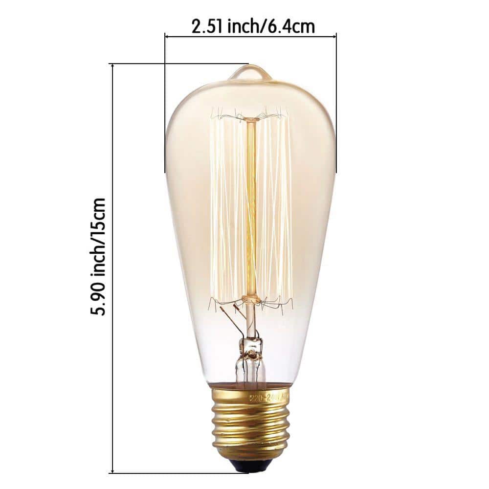 60-Watt Equivalent ST64 Vintage Style Edison Bulbs, Incandescent Dimmable E26 Filament Bulb, 2700K (6-Pack)