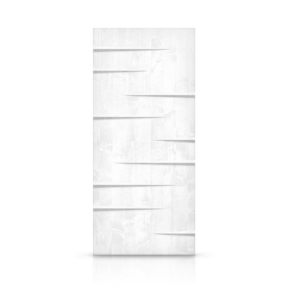 CALHOME 34 in. x 84 in. White Stained Solid Wood Modern Interior Door Slab DFJCNC3D84X34WT