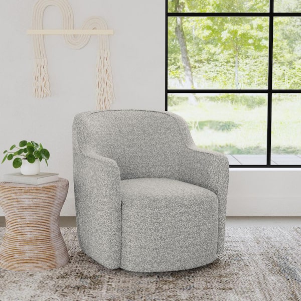 Homepop Cream Boucle with Gray Yarn Upholstered Swivel Accent Chair