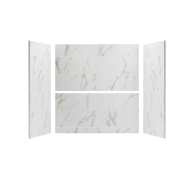 Moray 32 in. D x 60 in. W x 60 in. H Direct-to-Stud 4-Piece Alcove Polyurethane Tub Wall Surround in White