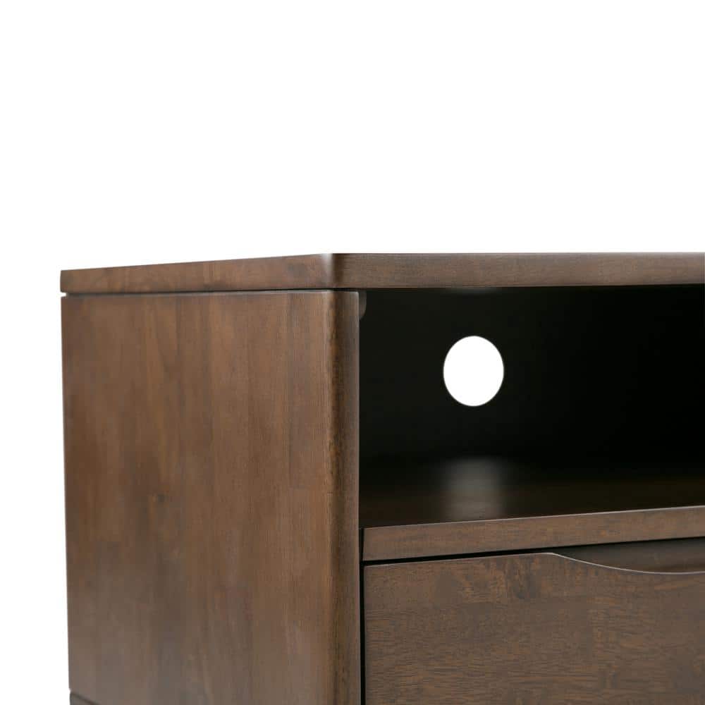 Harper 60" Walnut Brown Rubberwood TV Stand with Cabinet and Drawers