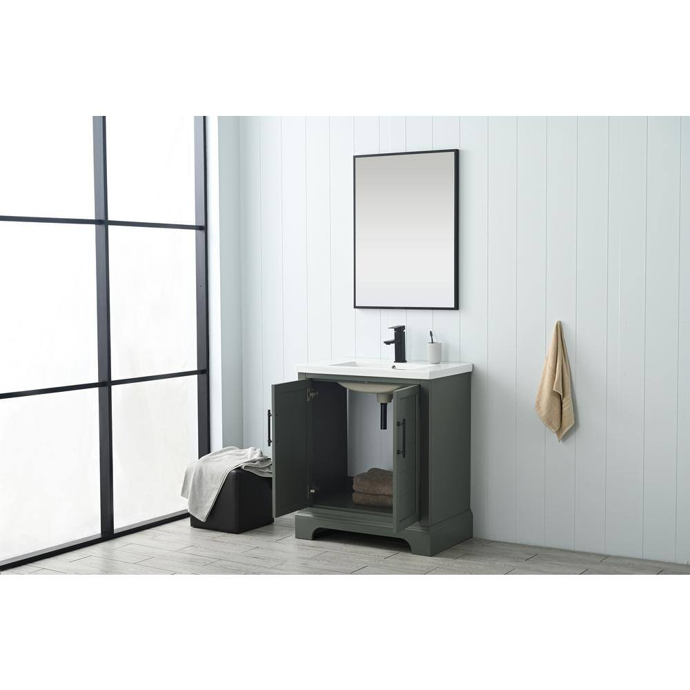 Vintage Green 30" Single Sink Bathroom Vanity with Ceramic Top