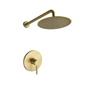 Single Handle 1-Spray 10 in. Shower Faucet 1.5 GPM with High Pressure in Brushed Gold (Valve Included)