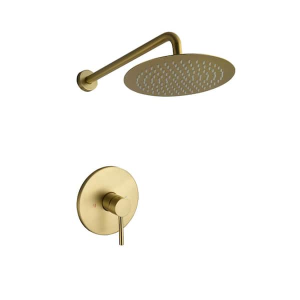 Unbranded Single Handle 1-Spray 10 in. Shower Faucet 1.5 GPM with High Pressure in Brushed Gold (Valve Included)
