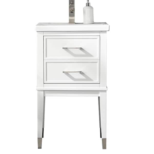 Urban Furnishing Clara 20 in. W x 15.7 in. D Bath Vanity in White with Porcelain Vanity Top in White with White Basin
