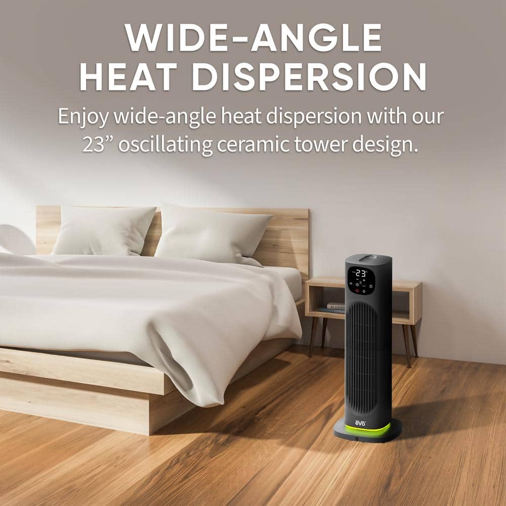EVO Black Digital Tower Ceramic Heater with Thermostat