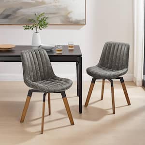 KACY Gray Faux Leather Swivel Accent Dining Chairs (Set of 2)