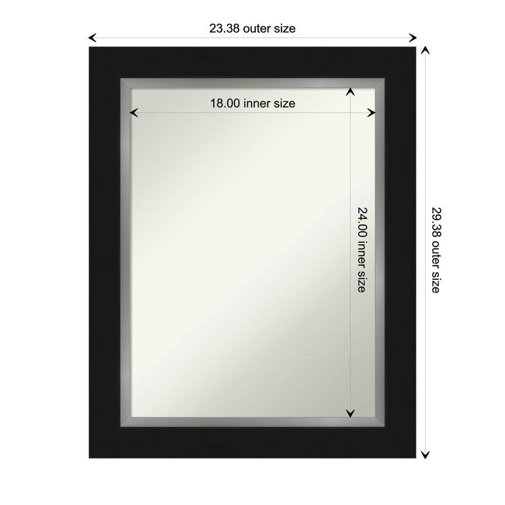 Eva Black Silver Rectangular Bathroom Vanity Wall Mirror - 36" x 30.34"
