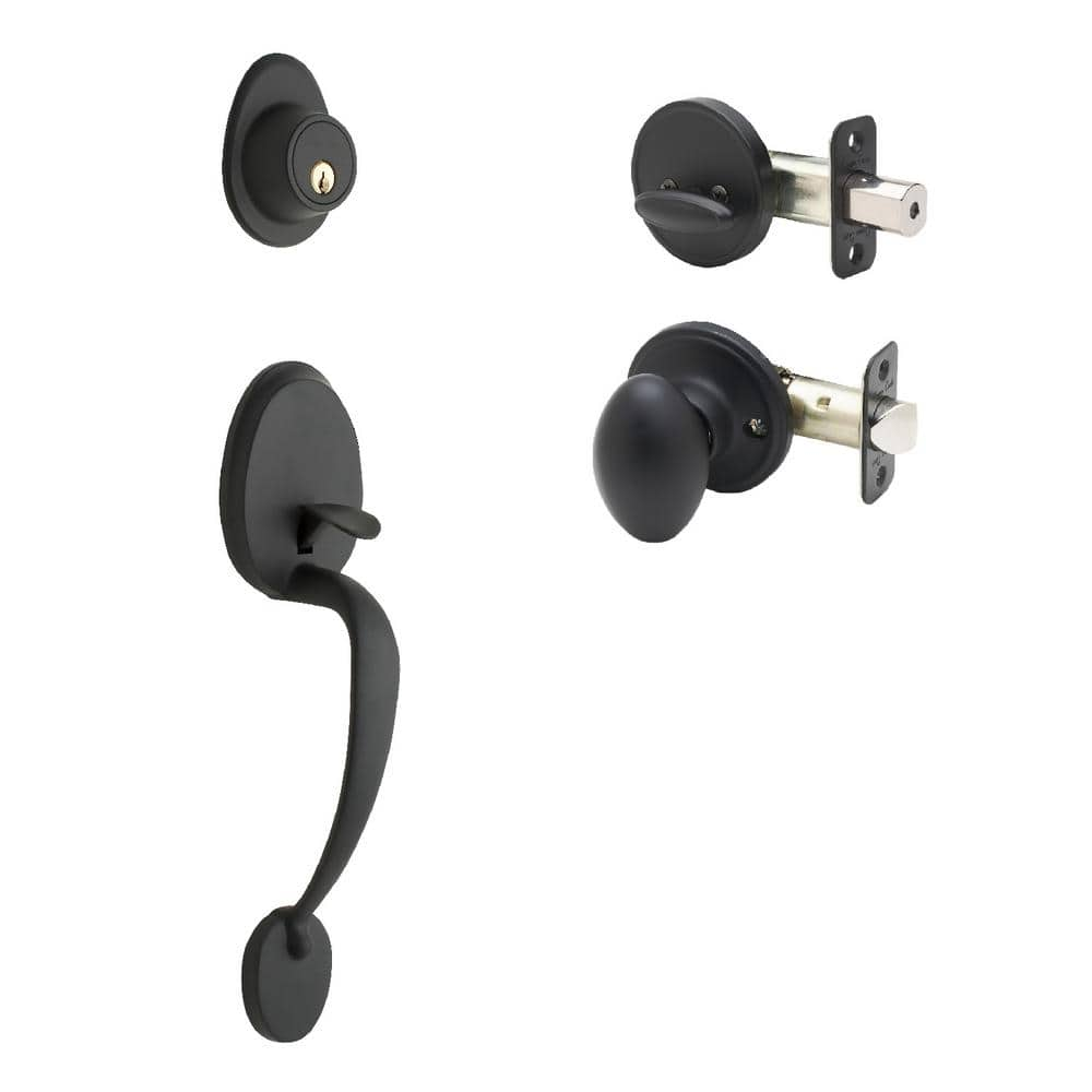 Copper Creek Colonial Black Door Handleset and Egg Knob Trim