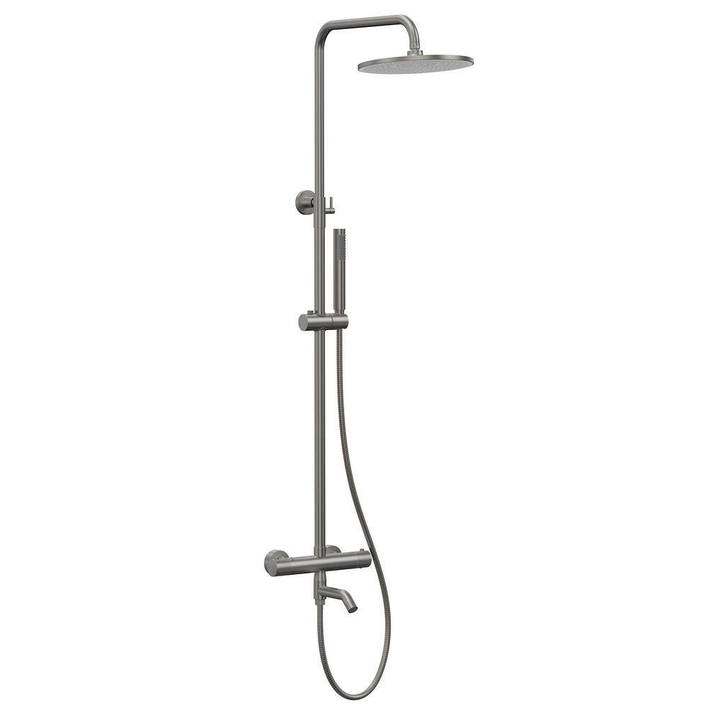 3-Spray Round Wall Mount Wall Bar Shower Kit with Tub Spout, Adjustable Height 2.5 GPM in Brushed Nickel Valve Included price history on PriceWatchPro