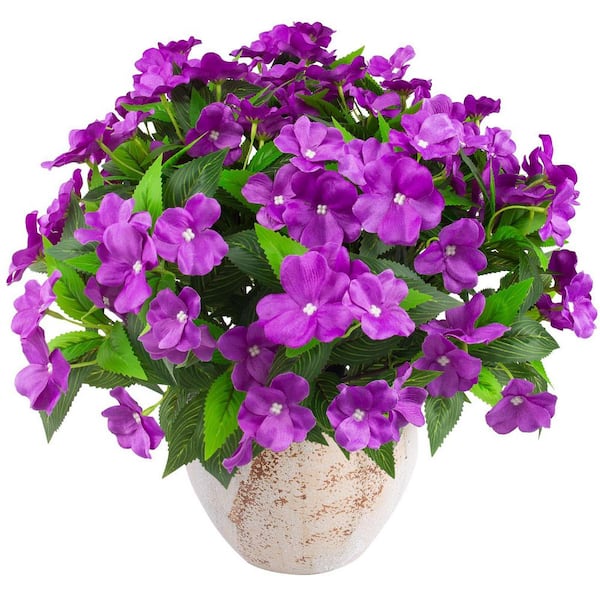 4-Pieces 20 in. Purple Indoor/Outdoor Artificial Hydrangea Flower
