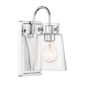 Inwood 5 in. 1-Light Chrome Modern Wall Sconce with Clear Glass Shade