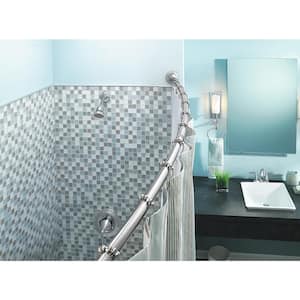 72 in. Adjustable Curved Shower Rod with Shower Curtain Rings in Chrome (12-Pack)