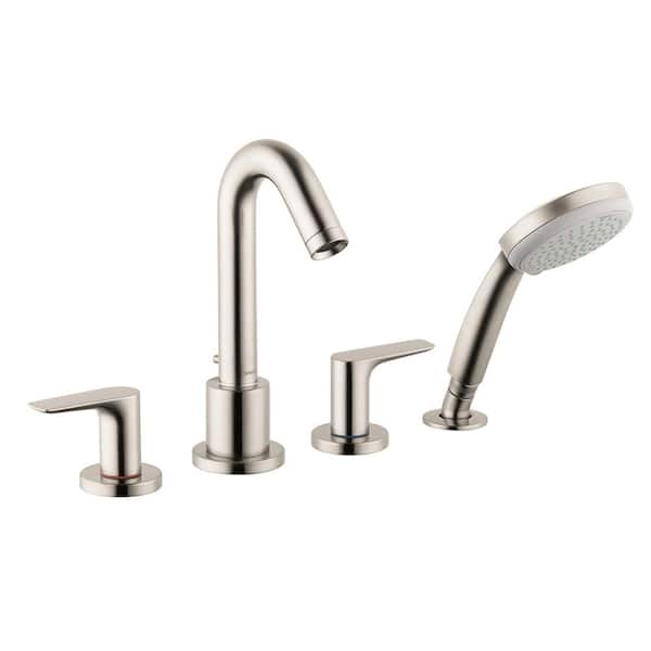 Hansgrohe Logis 2-Handle Deck-Mount Roman Tub Faucet with Hand Shower in Brushed Nickel