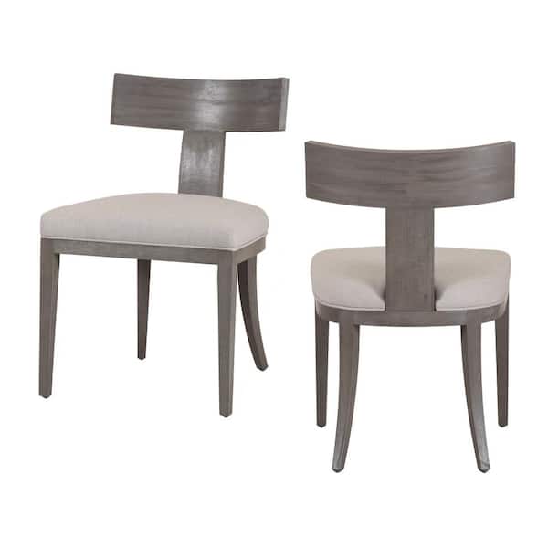 Fabien Mid-Century Modern Grey Wash Fabric Dining Chair Set of 2