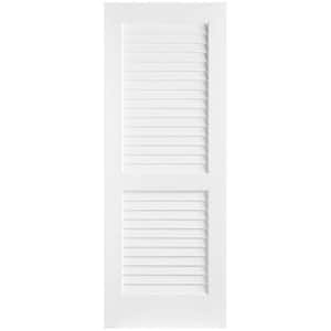 24 in. x 80 in. Plantation Full-Louver Solid-Core Smooth Primed Composite Single Prehung Interior Door