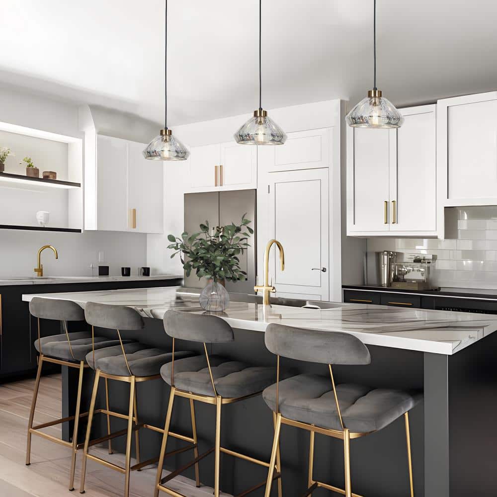 Matte Black and Gold Glass Mini Pendant Light