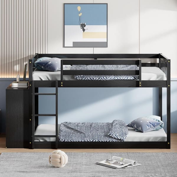Espresso Full over Full Bunk Bed with 4 Drawers and 3 Shelves