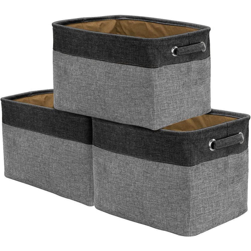 Sorbus 15 in. H x 10 in. W x 9 in. D Black Grey Fabric Cube