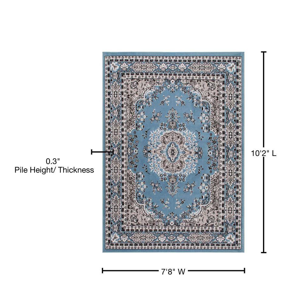 Premium Blue and Gray Medallion Synthetic Area Rug