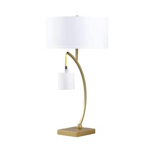 28.5 in. Contemporary Dual Gold Arc with Hanging Pendulum Metal Table Lamp