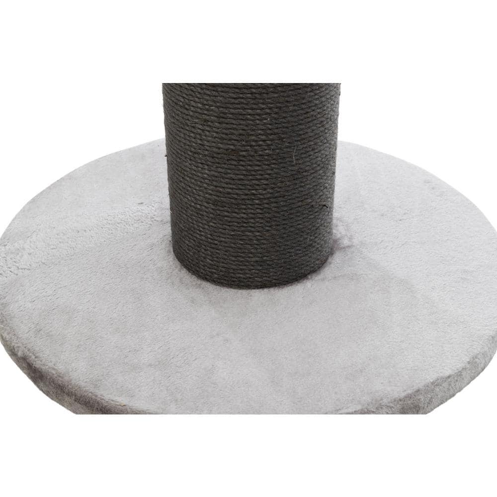 Gray Sisal 35" Cat Scratching Post with Plush Bed and Toy