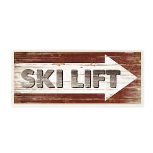 7 in. x 17 in. "Black White and Red Rustic Wood Look Ski Lift Sign Wall Plaque Art" by Jennifer Pugh