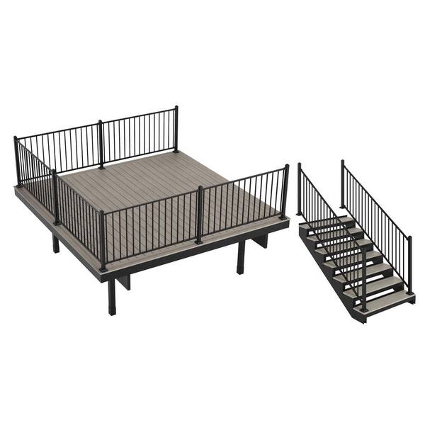 FORTRESS Infinity IS Freestanding 12 ft. x 12 ft. Caribbean Coral Grey Composite Deck 7 Step Kit