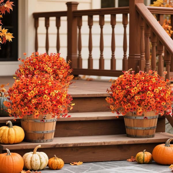 1 in. Artificial Fall Flowers 12-Pack Autumn Color Family UV