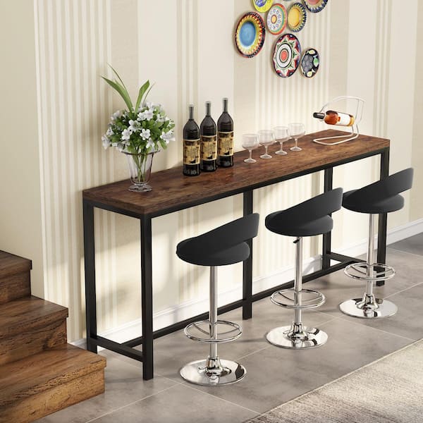 Benjamin 70.86 in. Console Table Wood Vintage White Sofa Table Modern Industrial Narrow Long Skinny Hallway Table