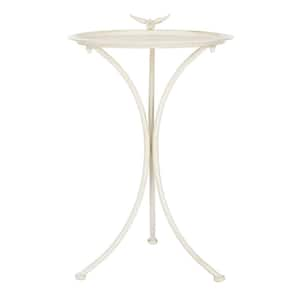 Kensi Pearl White Iron Round Birdbath