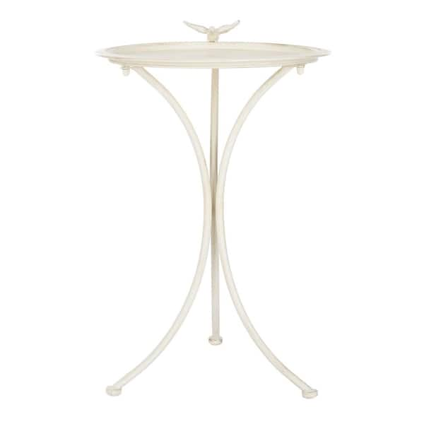 SAFAVIEH Kensi Pearl White Iron Round Birdbath