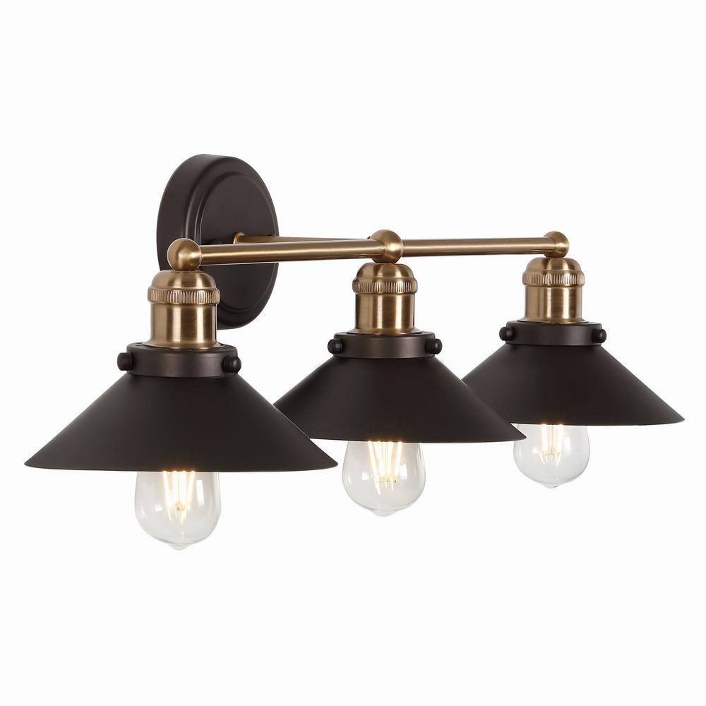 Elegant Oil Rubbed Bronze & Brass 3-Light Vanity Wall Fixture