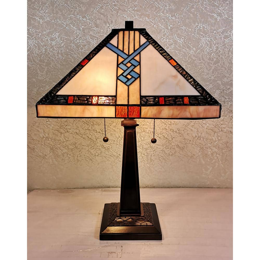 23" Tall Stained Glass Tiffany Style Table Lamp with Multi-Color Shade