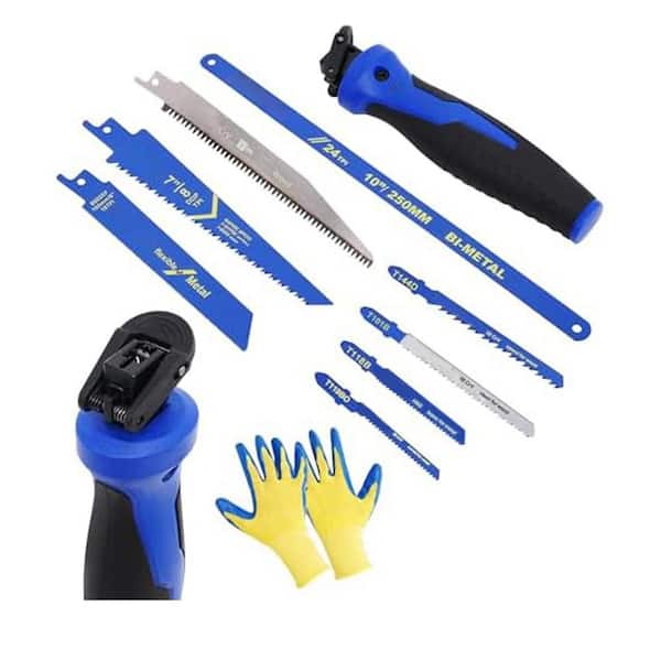 Unbranded 8 in. 1 Multi-Blade Hand Saw with Quick-Change Mechanism for Cutting Drywall Wood Metal Plastic and Plywood