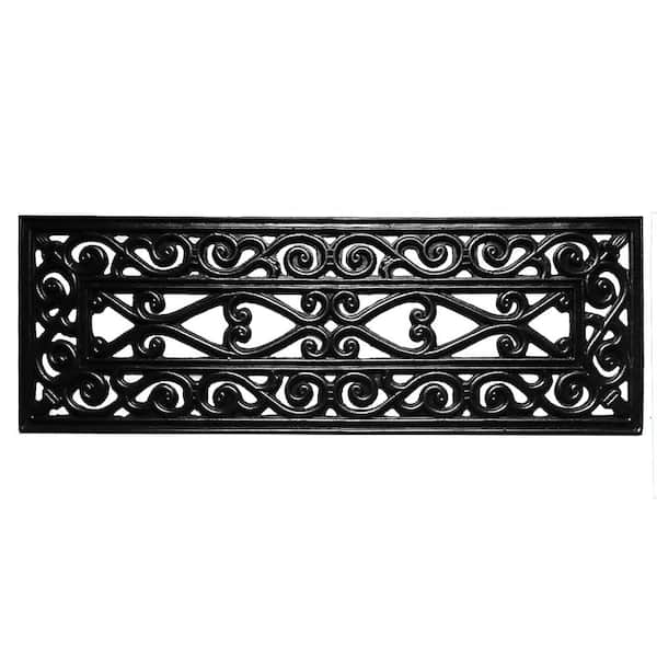 Outdoor Collection Rubberback Black Iron Cutout 10 in. x 30 in. ., Stair Tread Covers (Set of 5)