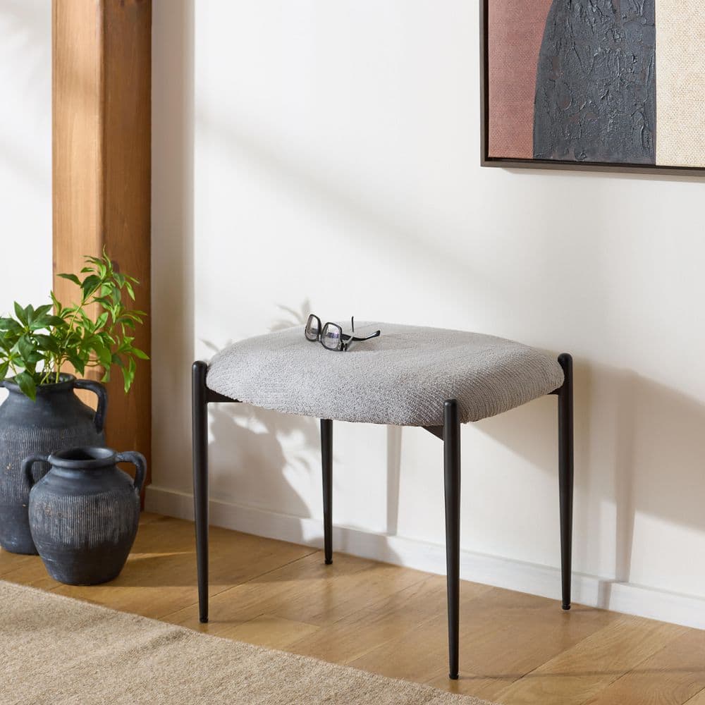 Uwe Gray/Black Cotton Rectangle Accent Small Ottoman